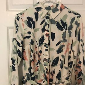 A new day flora button down long sleeve dress